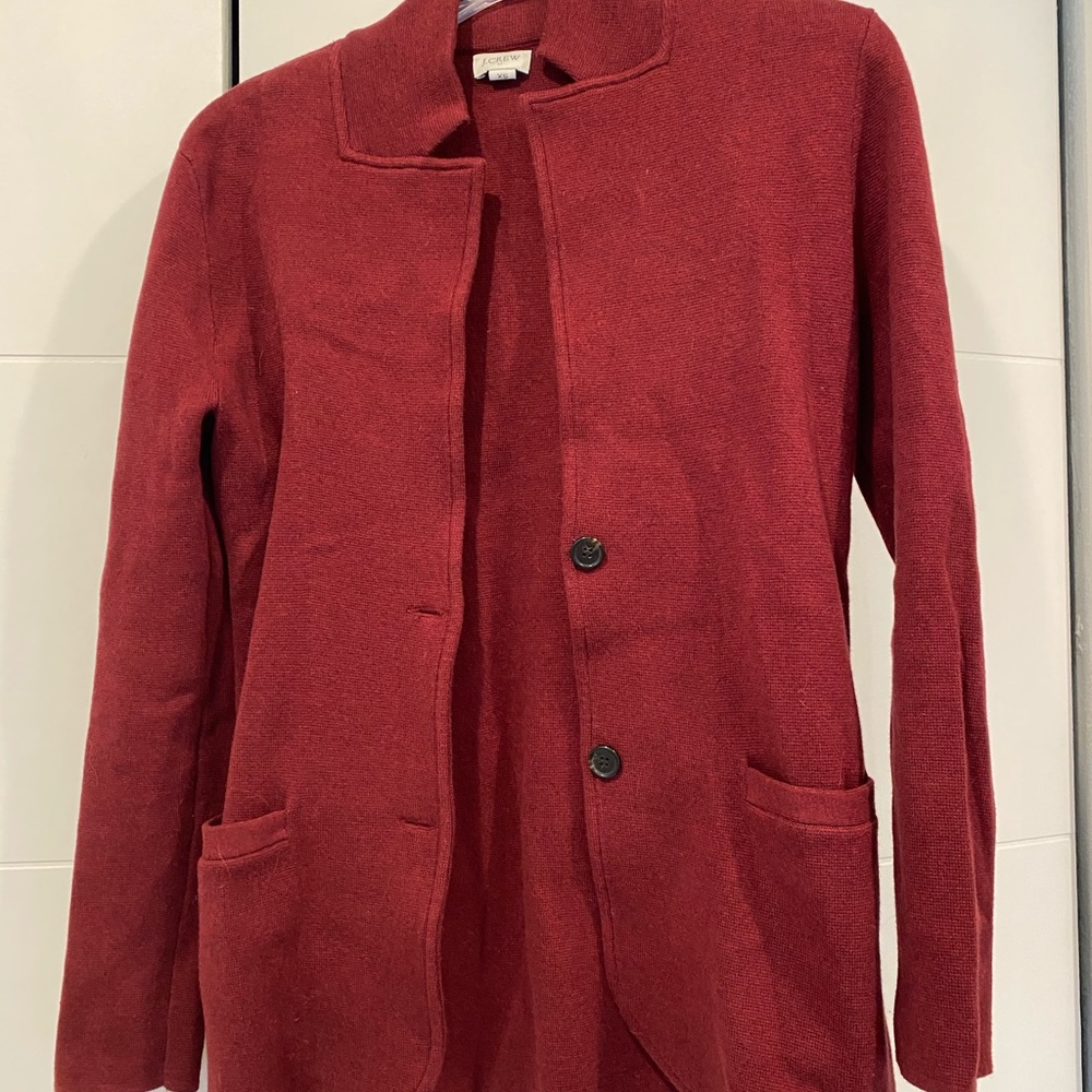 JCrew Sweater Blazer Dark Red XS